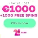 21.com Casino 1000 free spins and 275% up to R$1,000 welcome bonus