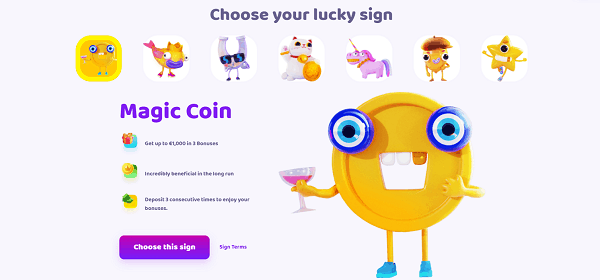 Choose Your Lucky Sign and collect free bonus