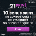 21 Prive Casino 10 free spins no deposit and 1300 EUR bonus plus 200 gratis spins