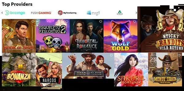 Top Games and Providers on board