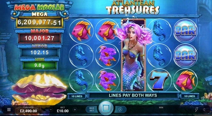 Atlantean Treasures jackpot and paytable 