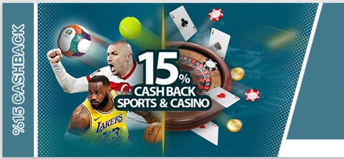 15% Cashback on Casino and Sportsbook 