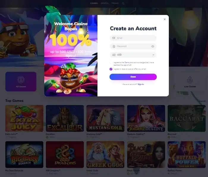 CocosCasino.com Register