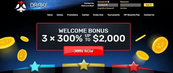 Drake Casino welcome bonus 