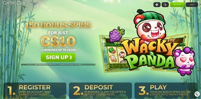 150 bonus spins on Wacky Panda for R$10 deposit 