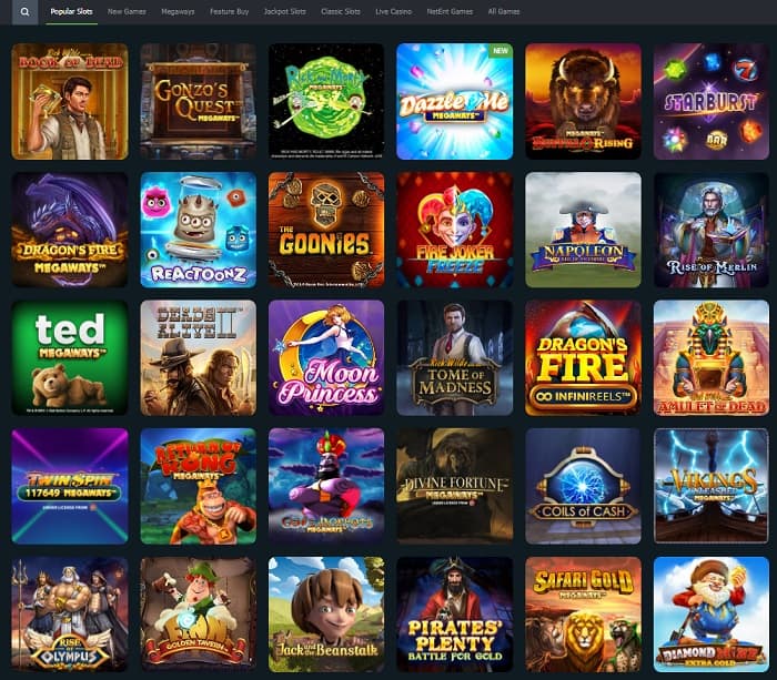 All slots and table games