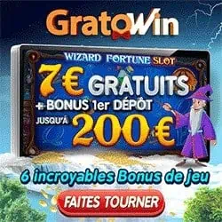 GratoWin Casino 7R$ gratis or 70 free spins no deposit bonus