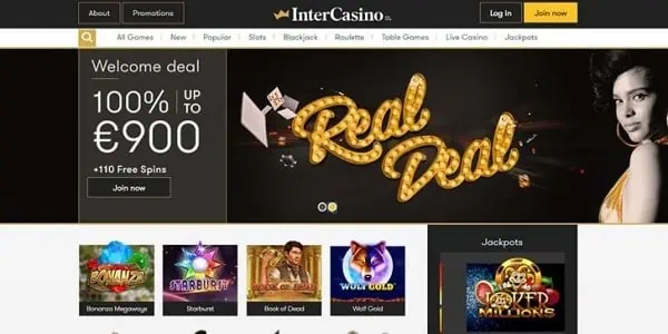 Inter Casino welcome bonus, free spins, no deposit required