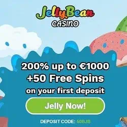 Jelly Bean Casino 50 free spins + 200% up to R$1000 bonus