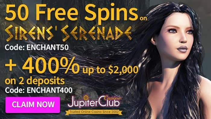 50 free spins and 400% welcome bonus 