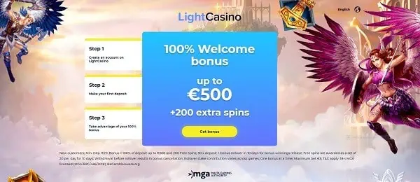 Light Casino welcome bonus