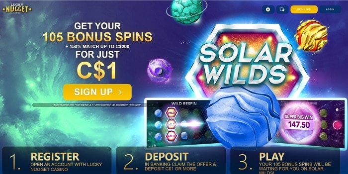 105 gratis spins on Solar Wilds 