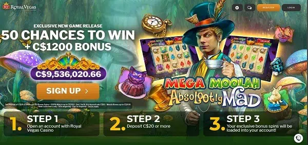 Royal Vegas Casino 50 free spins on Jackpot Slot