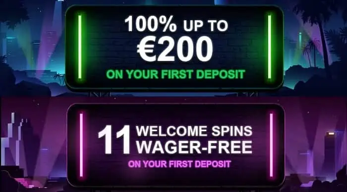 11 gratis spins and 100% welcome bonus