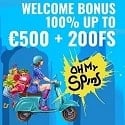 OhMySpins Casino 200 free spins and R$500 welcome bonus