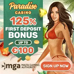 Paradise 125% welcome bonus and 25 free spins 