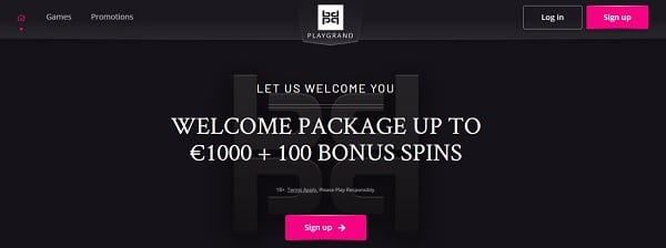 PlayGrand Casino 100 free spins and 1000 EUR/GBP/USD welcome bonus