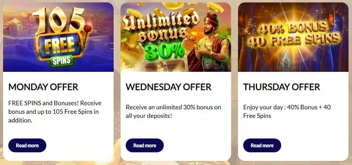 Monday Bonus, Wednesday Promo and Thursday Deals 