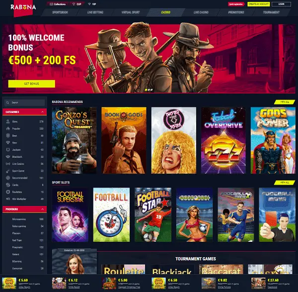 Rabona Casino Website Review 