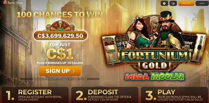 100 free chances on Fortunium Gold Jackpot