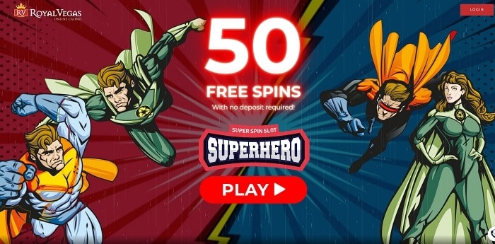 50 bonus spins on Super Hero online slot 