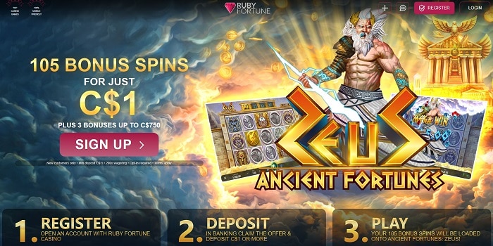 105 free rounds on ZEUS Ancient Fortunes