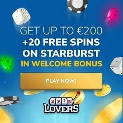 Spin Lovers Casino 20 free spins and 100% welcome bonus