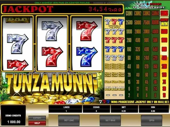 Tunzamunni jackpot free spins and bonuses 