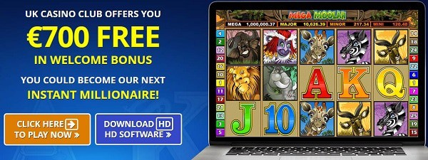 Claim free spins on Mega Moolah progressive slot and win big jackpot! 