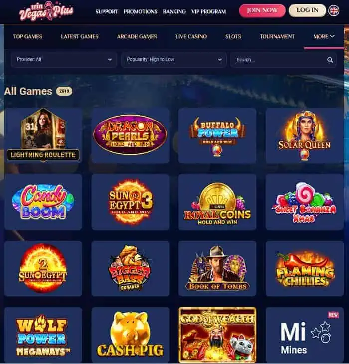 Vegas Plus Casino Review Page