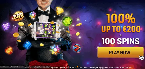 Get 100% bonus and 100 free spins in welcome offer package!